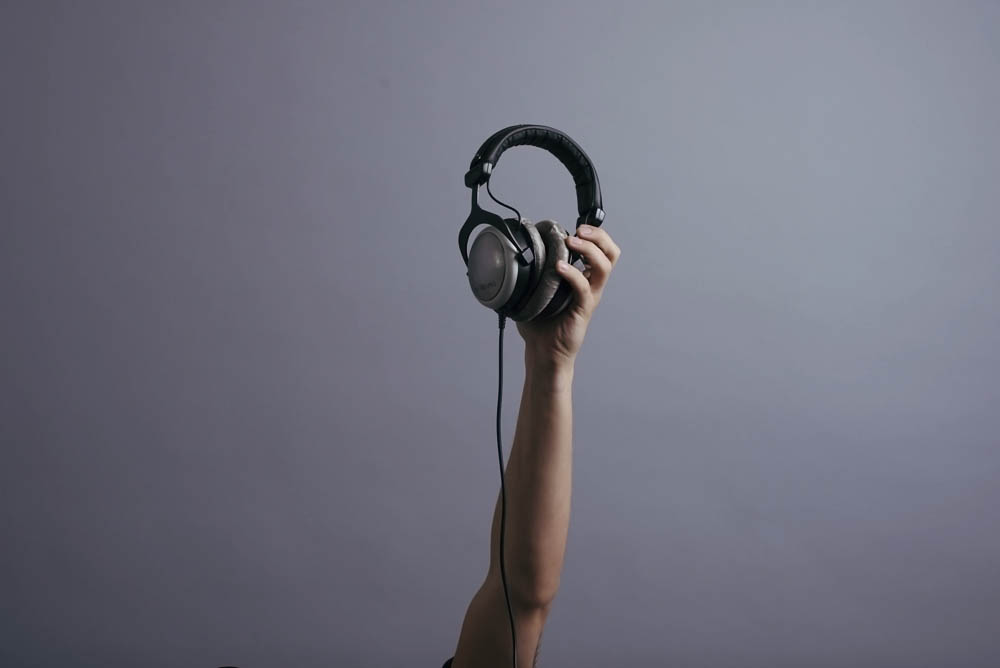 Image of headphones on a grey background