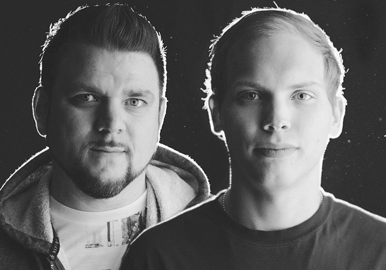 The Infinites Music Producers- black and white image of two male music producers